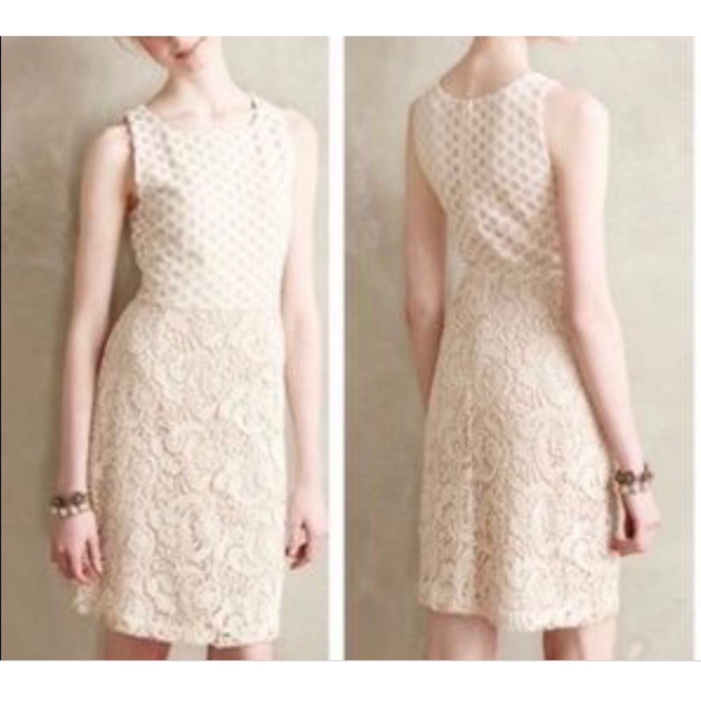SUNDAY IN BROOKLYN ANTHROPOLOGIE CREAM NUDE CROCHET DRESS 4